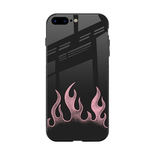 Retro Pink Flames back phone cover | glass case for iphone 7 plus
