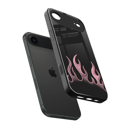 Retro Pink Flames sleek iphone air cover with tempered glass back and TPU edges