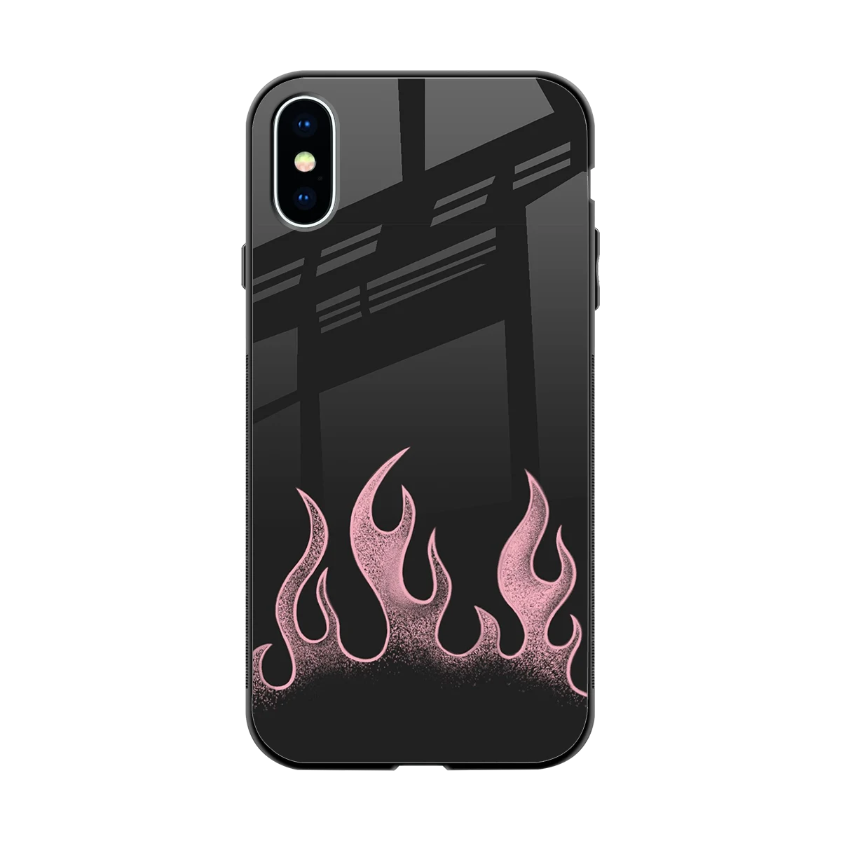 Retro Pink Flames back phone cover | glass case for iphone x