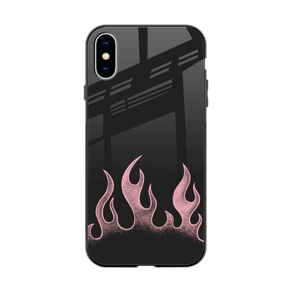 Retro Pink Flames back phone cover | glass case for iphone x