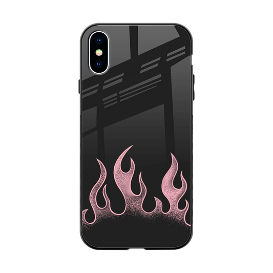 Retro Pink Flames back phone cover | glass case for iphone xs