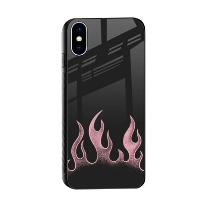Retro Pink Flames sleek iphone x cover with tempered glass back and TPU edges