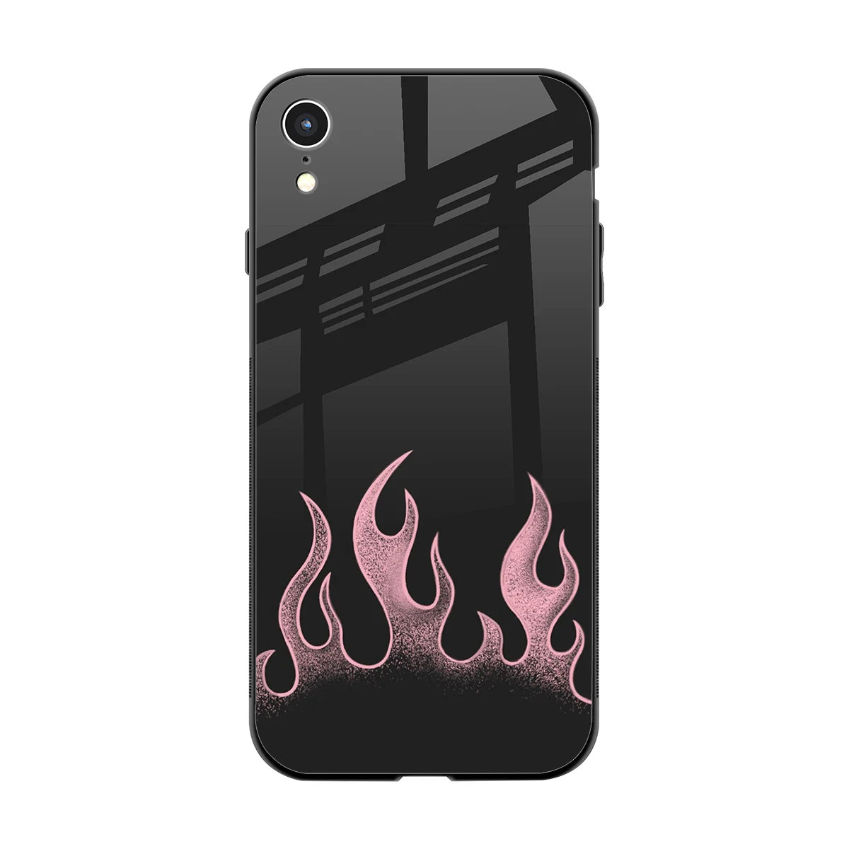 Retro Pink Flames back phone cover | glass case for iphone xr