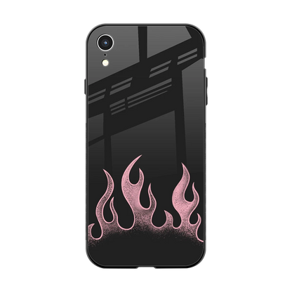 Retro Pink Flames back phone cover | glass case for iphone xr