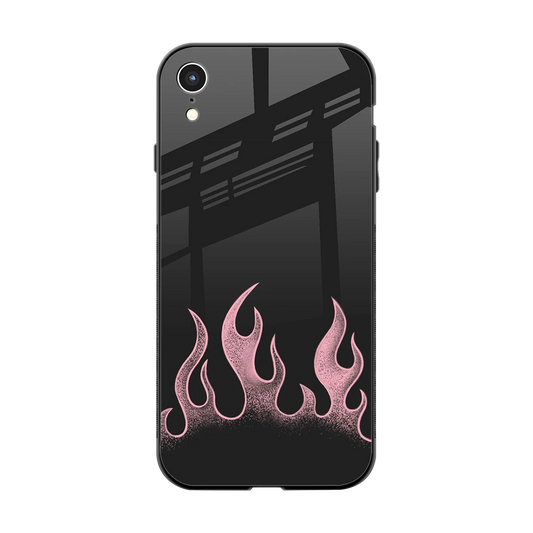 Retro Pink Flames back phone cover | glass case for iphone xr