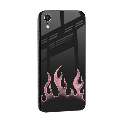 Retro Pink Flames sleek iphone xr cover with tempered glass back and TPU edges
