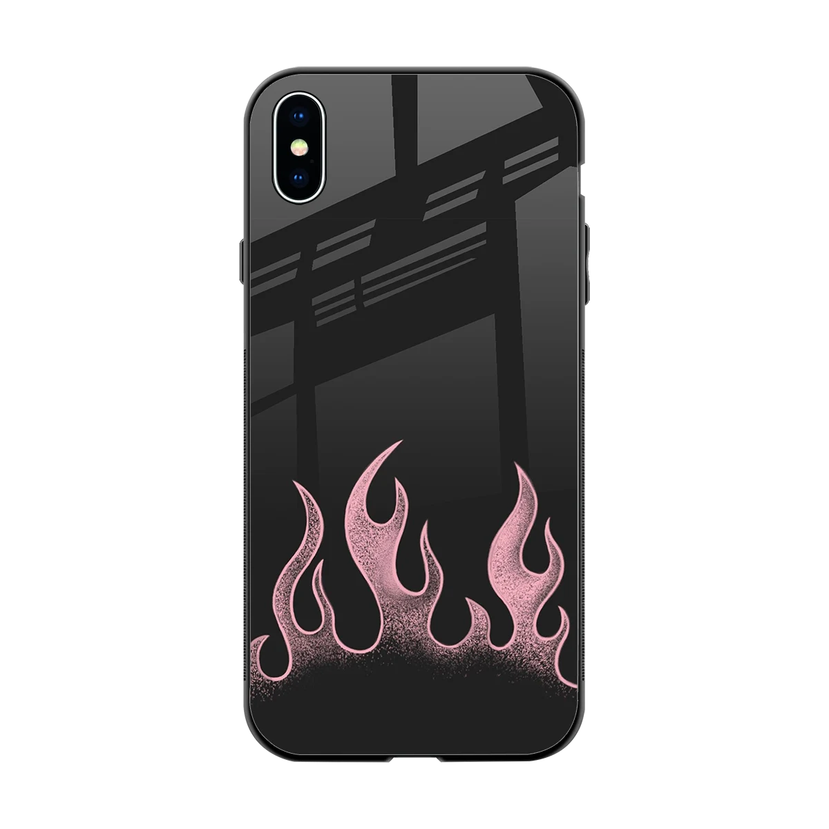 Retro Pink Flames back phone cover | glass case for iphone xs max