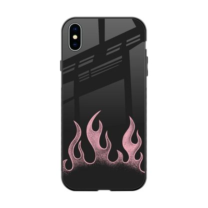 Retro Pink Flames back phone cover | glass case for iphone xs max