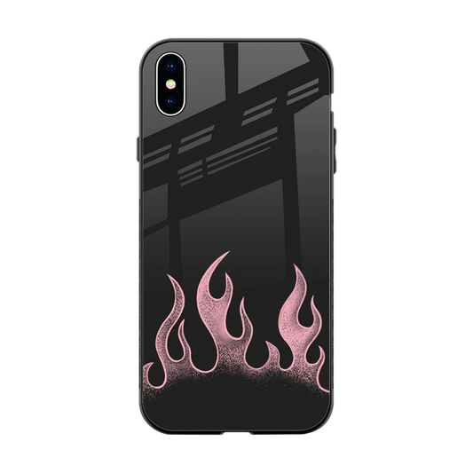Retro Pink Flames back phone cover | glass case for iphone xs max