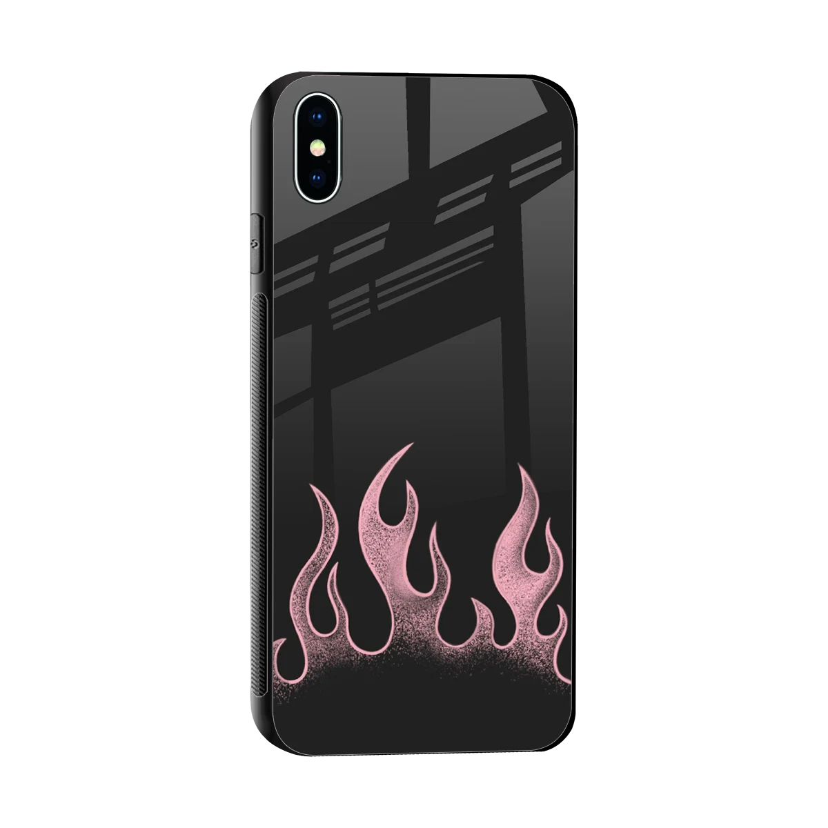 Retro Pink Flames sleek iphone xs max cover with tempered glass back and TPU edges
