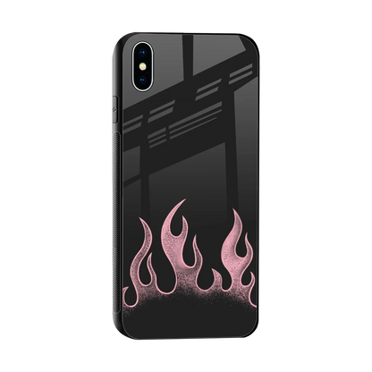 Retro Pink Flames sleek iphone xs max cover with tempered glass back and TPU edges