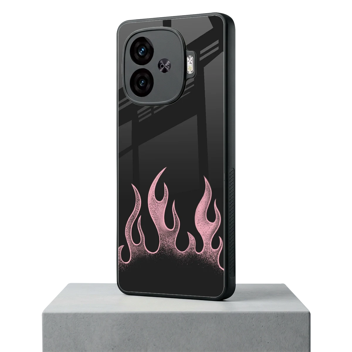 Retro Pink Flames iqoo neo 10r 5g mobile cover | shockproof glass phone case