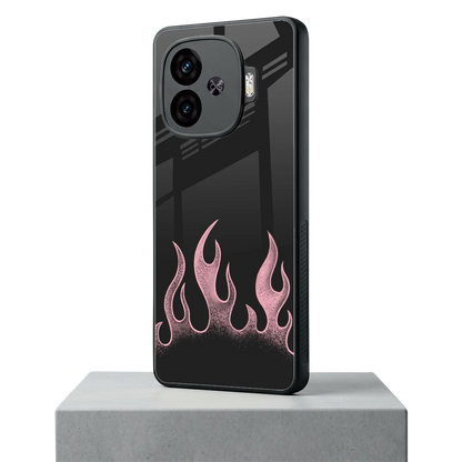 Retro Pink Flames iqoo neo 10r 5g mobile cover | shockproof glass phone case