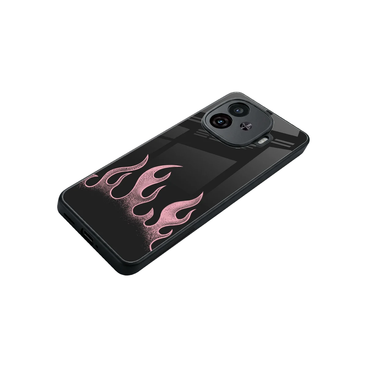 Retro Pink Flames stylish phone case for iqoo neo 10r 5g | glossy glass and slim fit