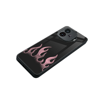 Retro Pink Flames stylish phone case for iqoo neo 10r 5g | glossy glass and slim fit