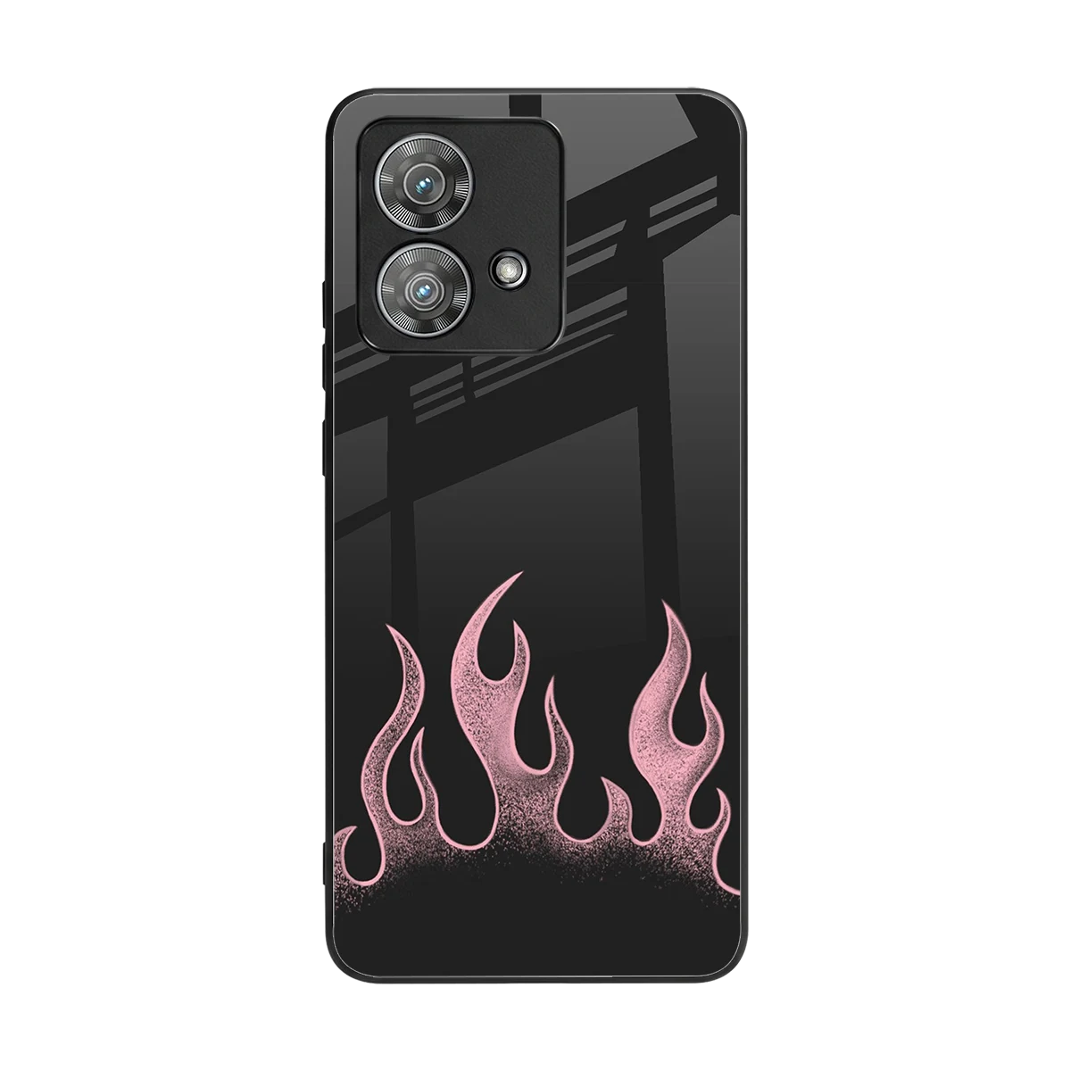 Retro Pink Flames back phone cover | glass case for motorola edge 40 neo 5g