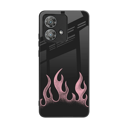 Retro Pink Flames back phone cover | glass case for motorola edge 40 neo 5g