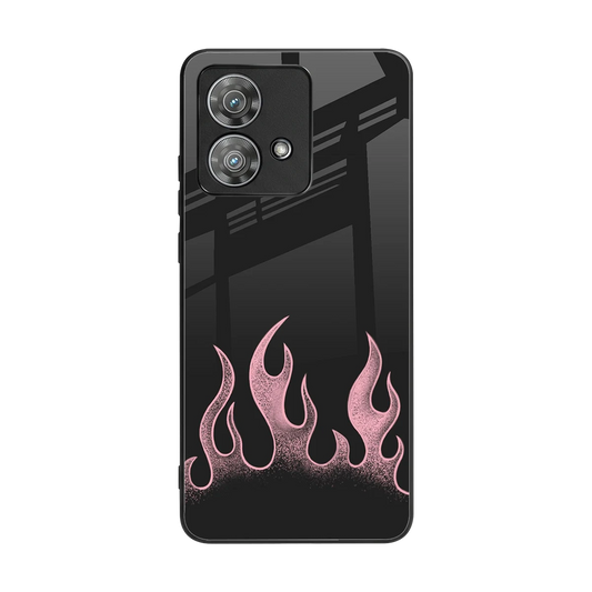 Retro Pink Flames back phone cover | glass case for motorola edge 40 neo 5g