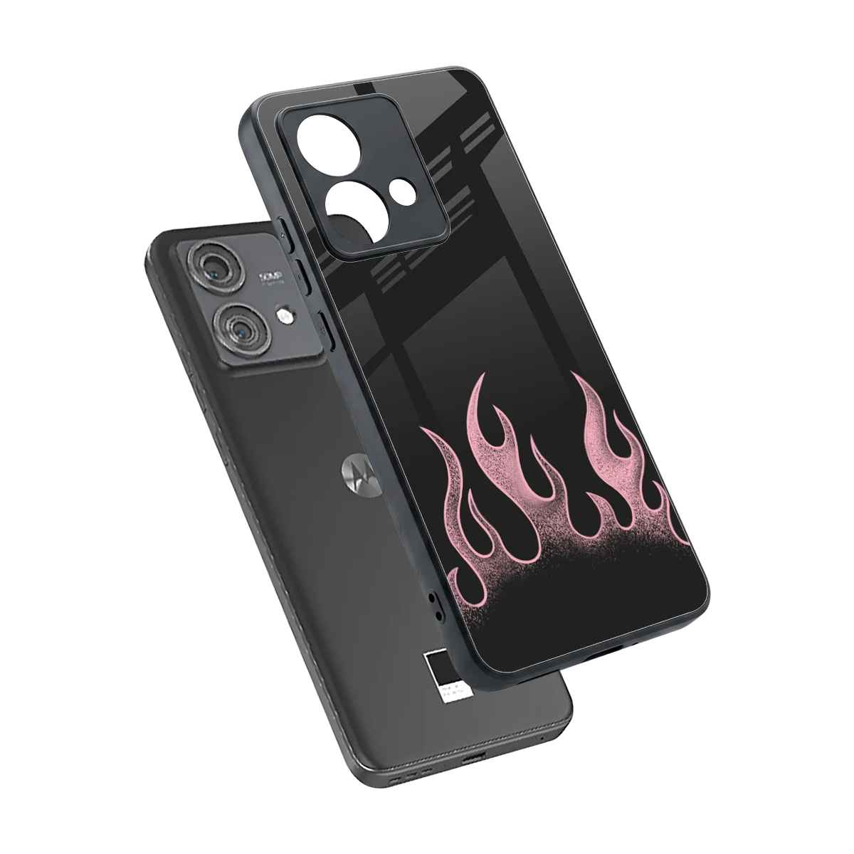 Retro Pink Flames sleek motorola edge 40 neo 5g cover with tempered glass back and TPU edges
