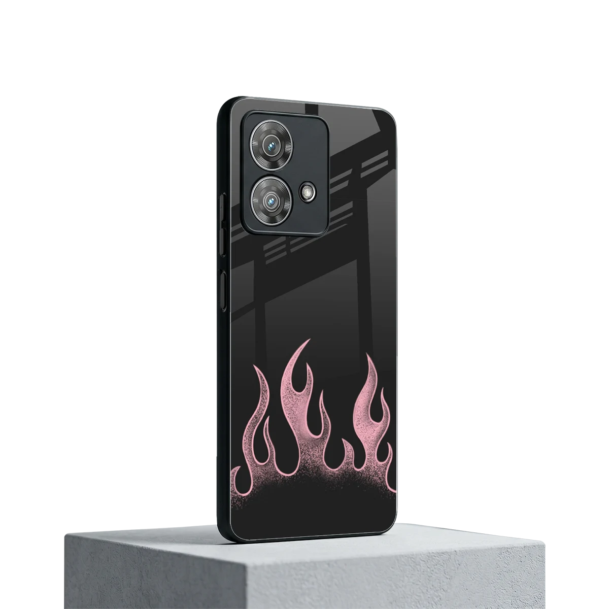 Retro Pink Flames motorola edge 40 neo 5g mobile cover | shockproof glass phone case