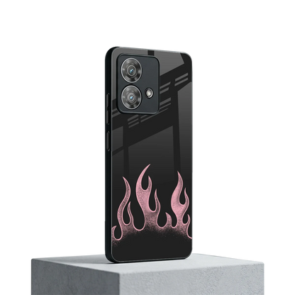 Retro Pink Flames motorola edge 40 neo 5g mobile cover | shockproof glass phone case