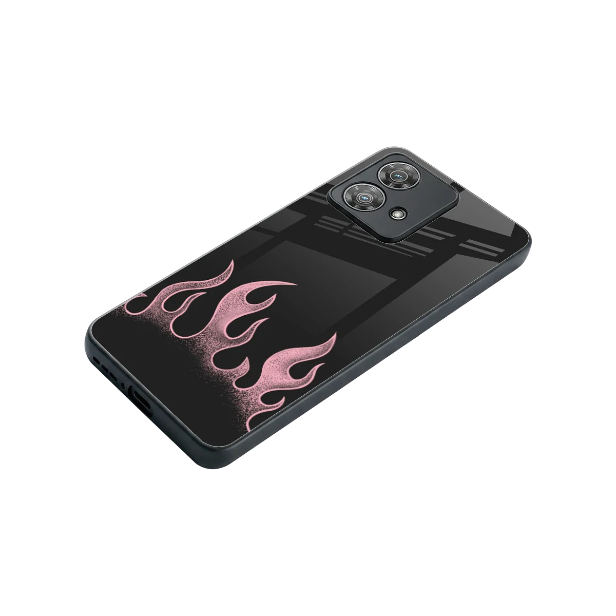 Retro Pink Flames stylish phone case for motorola edge 40 neo 5g | glossy glass and slim fit