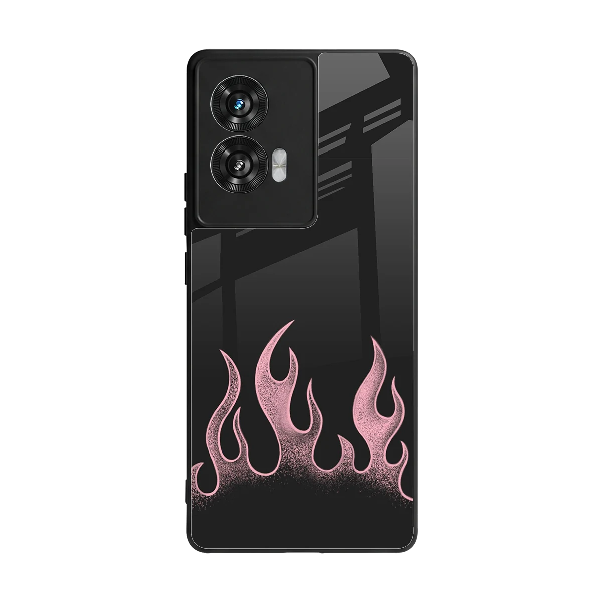 Retro Pink Flames back phone cover | glass case for motorola edge 50 fusion