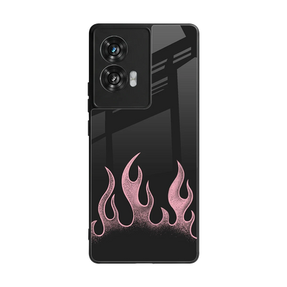 Retro Pink Flames back phone cover | glass case for motorola edge 50 fusion