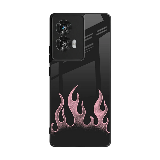 Retro Pink Flames back phone cover | glass case for motorola edge 50 fusion