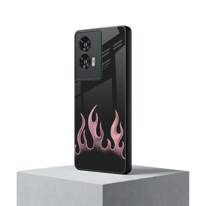 Retro Pink Flames motorola edge 50 fusion mobile cover | shockproof glass phone case
