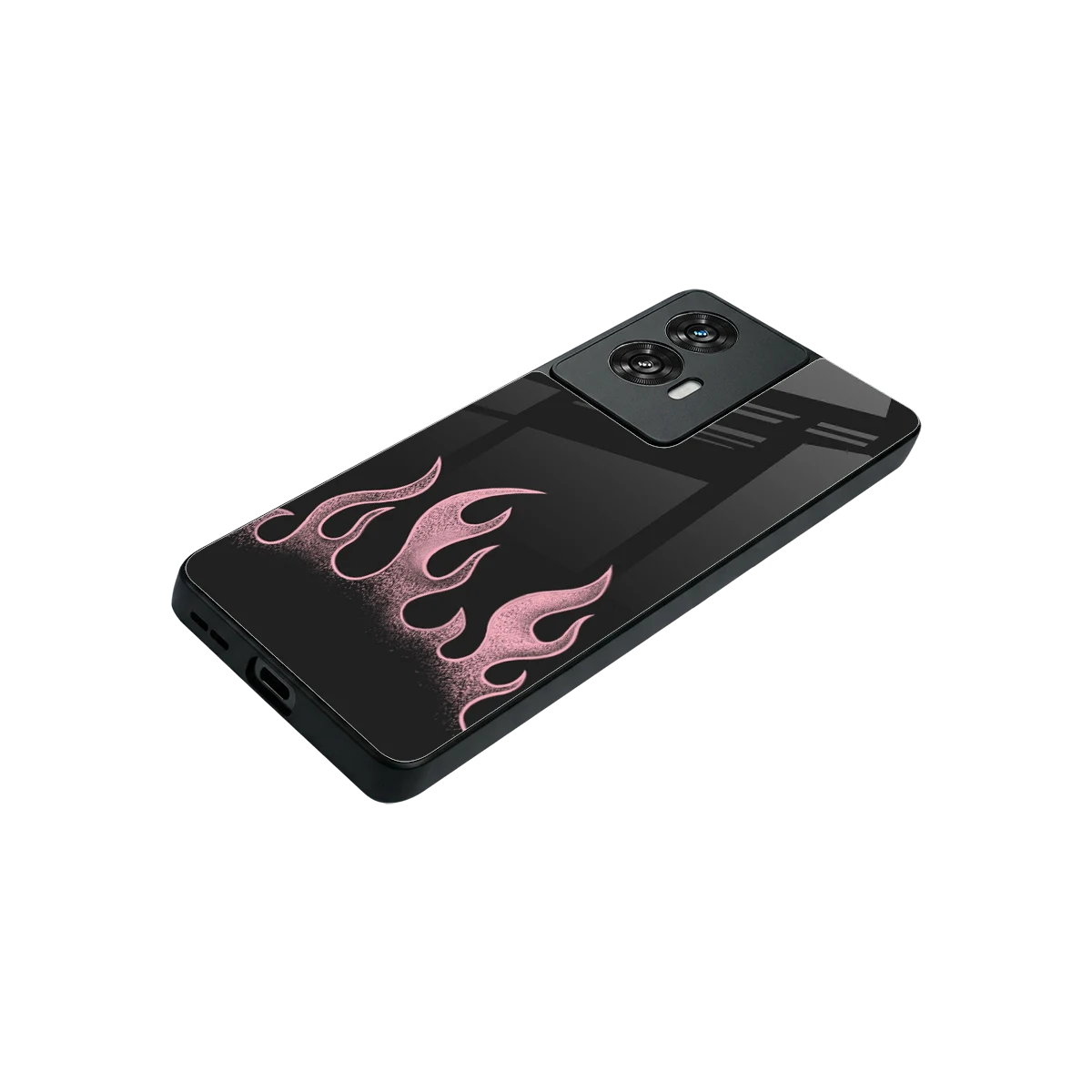 Retro Pink Flames stylish phone case for motorola edge 50 fusion | glossy glass and slim fit