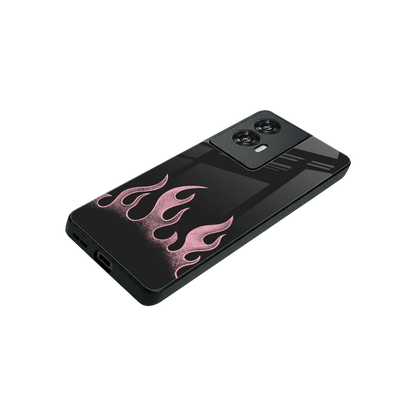 Retro Pink Flames stylish phone case for motorola edge 50 fusion | glossy glass and slim fit