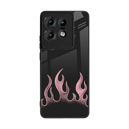Retro Pink Flames back phone cover | glass case for motorola edge 50 pro