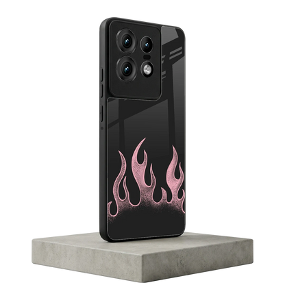 Retro Pink Flames motorola edge 50 pro mobile cover | shockproof glass phone case