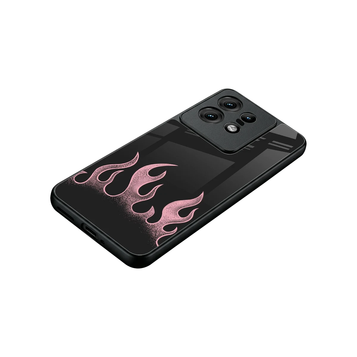 Retro Pink Flames stylish phone case for motorola edge 50 pro | glossy glass and slim fit