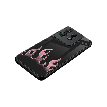 Retro Pink Flames stylish phone case for motorola edge 50 pro | glossy glass and slim fit