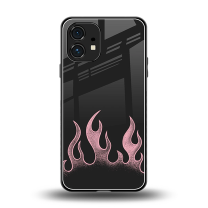 Retro Pink Flames back phone cover | glass case for nothing phone 1