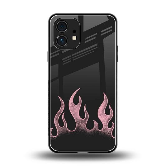 Retro Pink Flames back phone cover | glass case for nothing phone 1