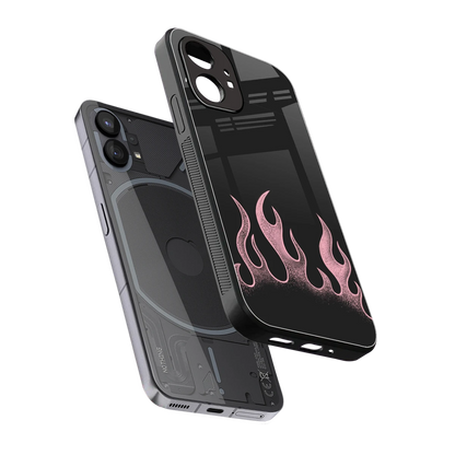 Retro Pink Flames sleek nothing phone 1 cover with tempered glass back and TPU edges