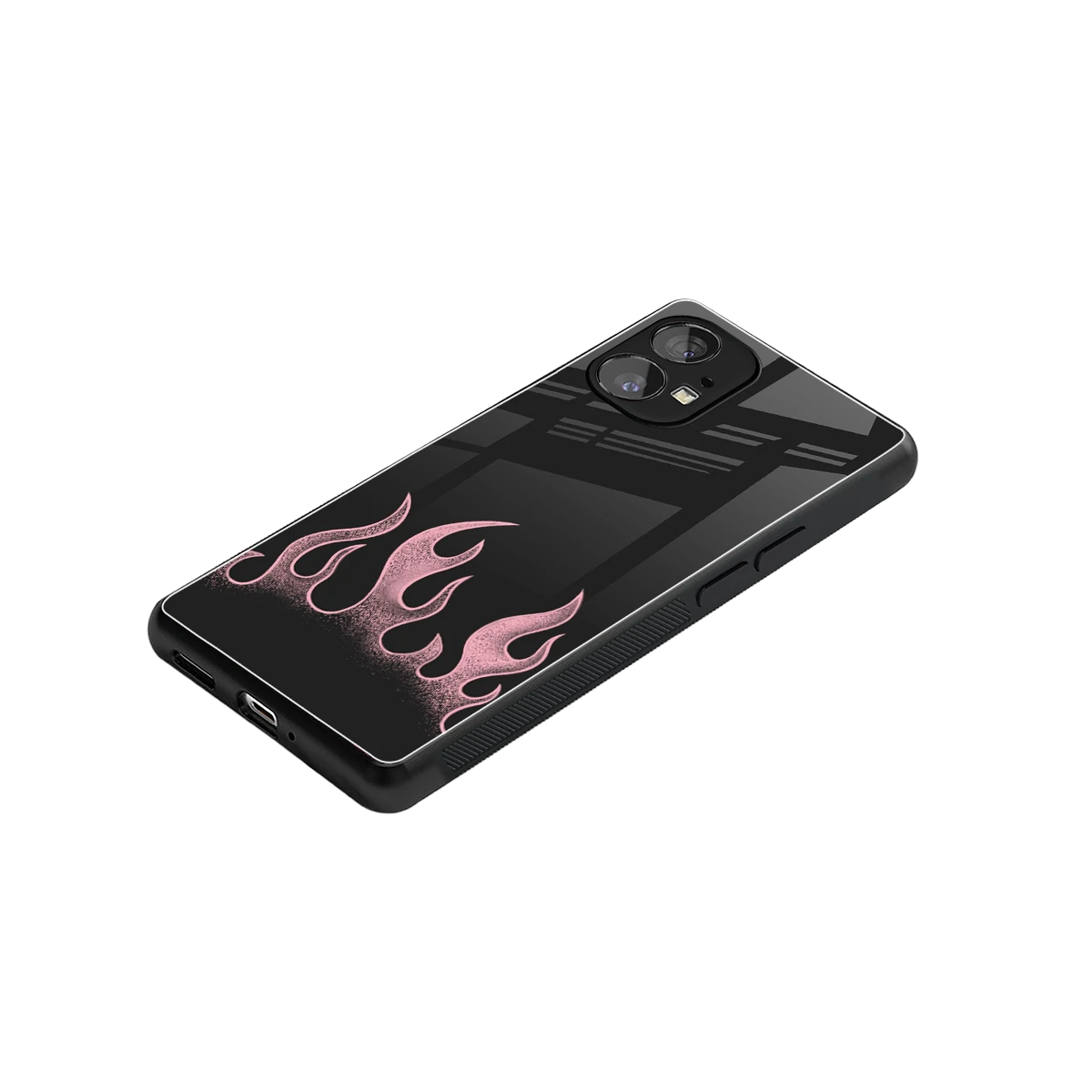 Retro Pink Flames stylish phone case for nothing phone 1 | glossy glass and slim fit
