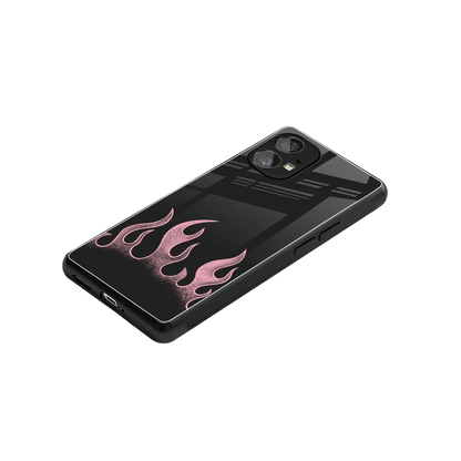 Retro Pink Flames stylish phone case for nothing phone 1 | glossy glass and slim fit
