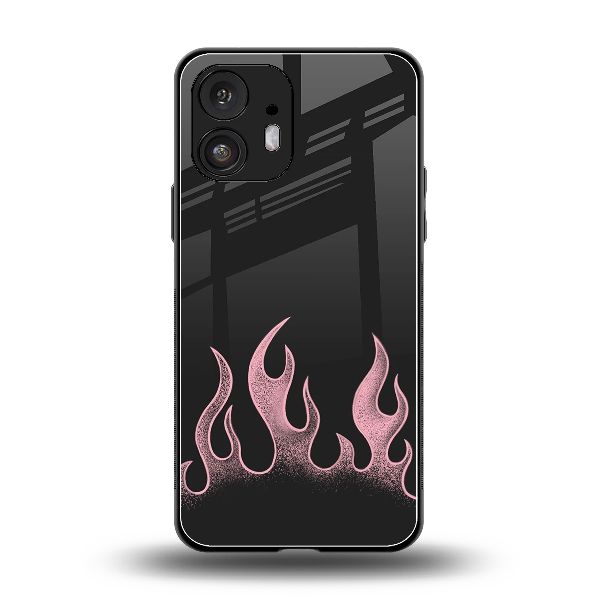 Retro Pink Flames back phone cover | glass case for nothing phone 2