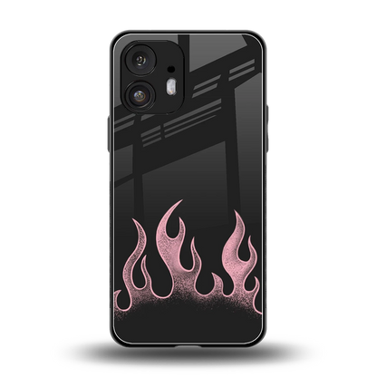 Retro Pink Flames back phone cover | glass case for nothing phone 2