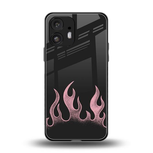 Retro Pink Flames back phone cover | glass case for nothing phone 2
