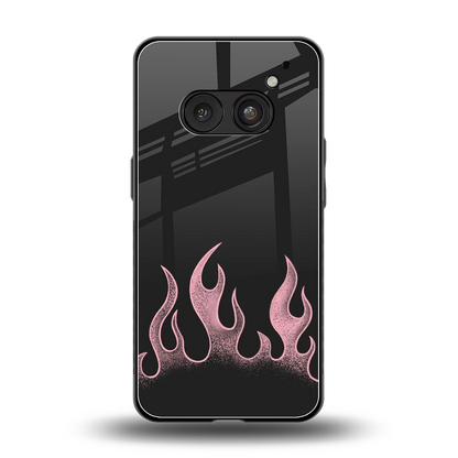 Retro Pink Flames back phone cover | glass case for nothing phone 2a