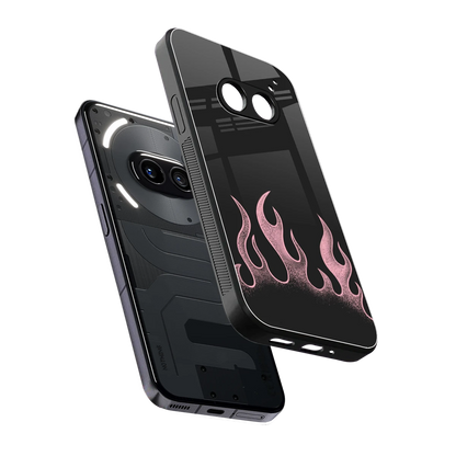 Retro Pink Flames sleek nothing phone 2a cover with tempered glass back and TPU edges