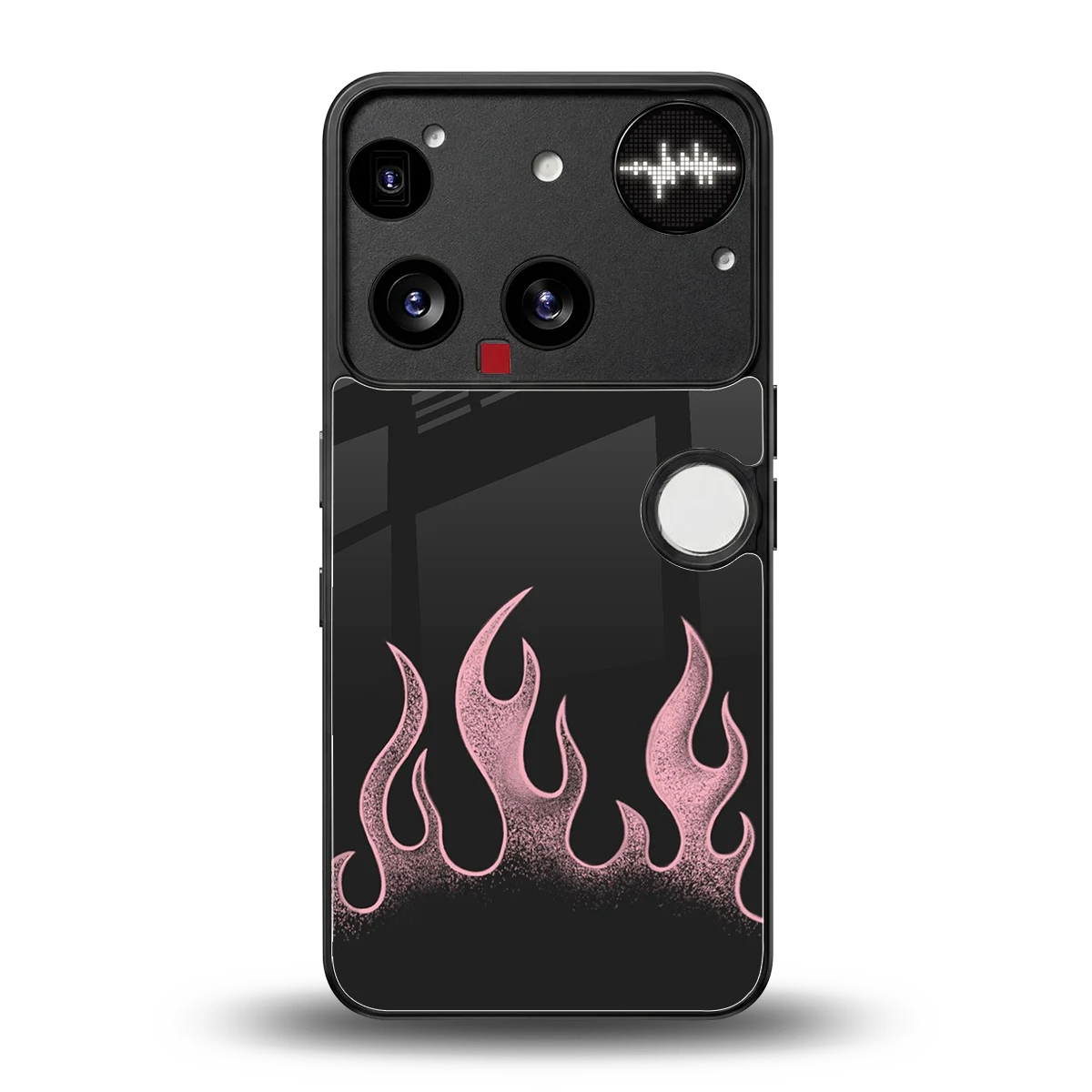 Retro Pink Flames back phone cover | glass case for nothing phone 3