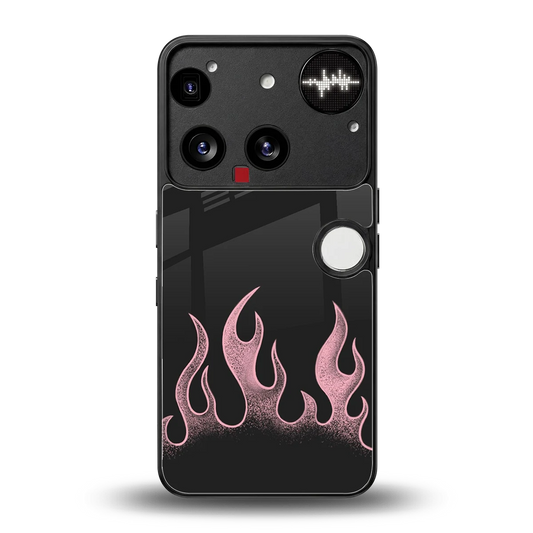 Retro Pink Flames back phone cover | glass case for nothing phone 3
