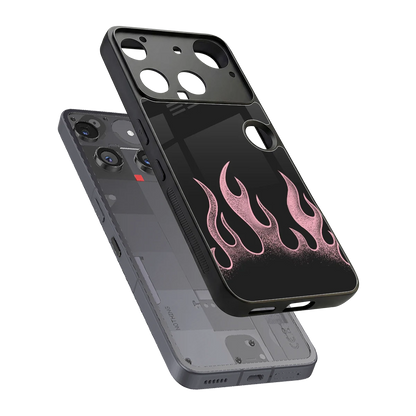 Retro Pink Flames sleek nothing phone 3 cover with tempered glass back and TPU edges