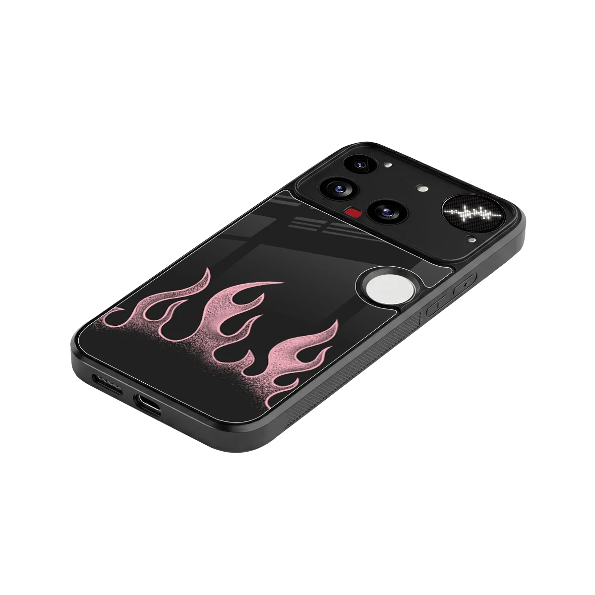 Retro Pink Flames stylish phone case for nothing phone 3 | glossy glass and slim fit